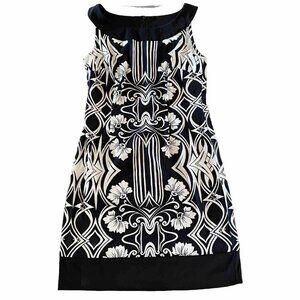 Connected Dress Women’s Size 10 Sleeveless Black Beige Floral Print Business